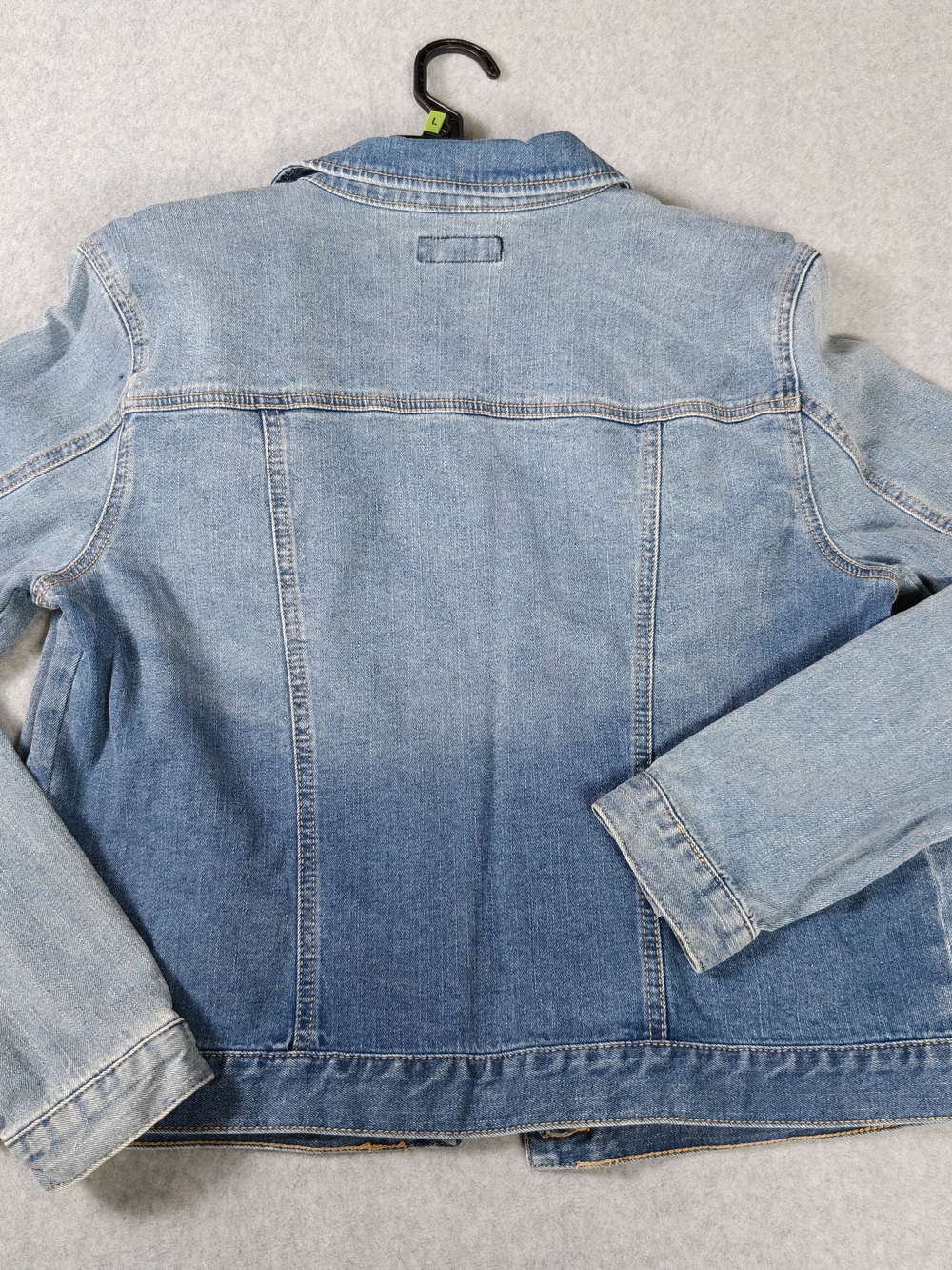 attention Light Blue Denim Jacket with Contrast Stitching - Picture 7 of 7